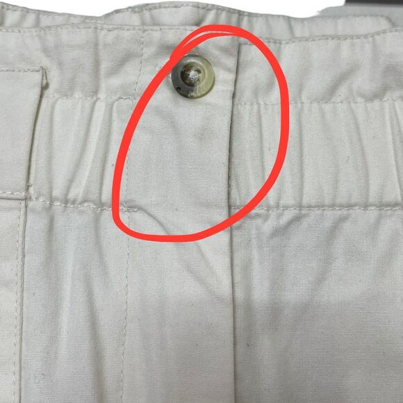 BA&SH Stone High-Rise Paperbag Pants Women’s Small Ecru Cropped Cotton - Picture 9 of 13